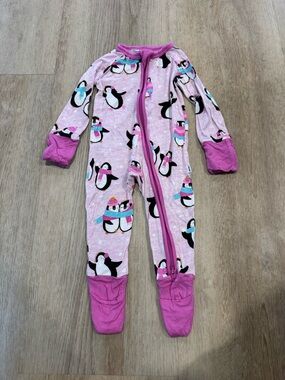 Little Sleepies Bamboo Zippy in Pink Penguin Party